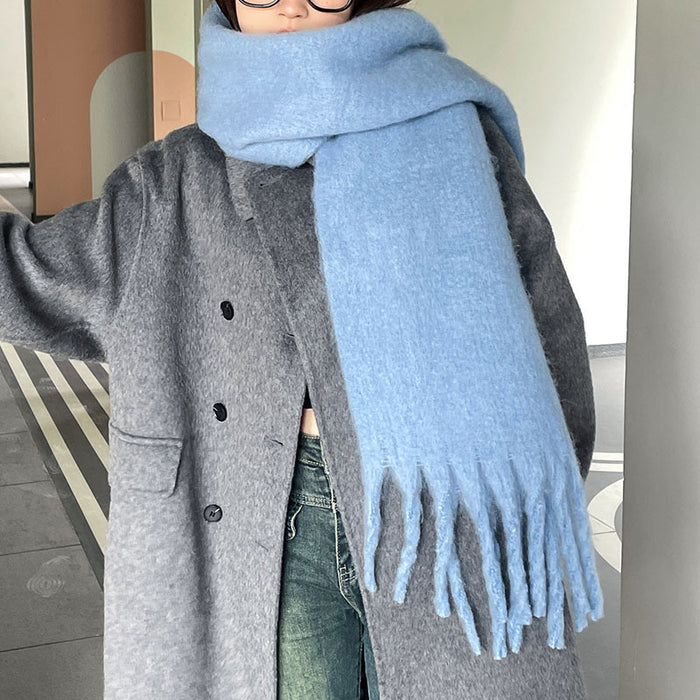 Varmeriket Tykt oversized skjerf med lange dusker