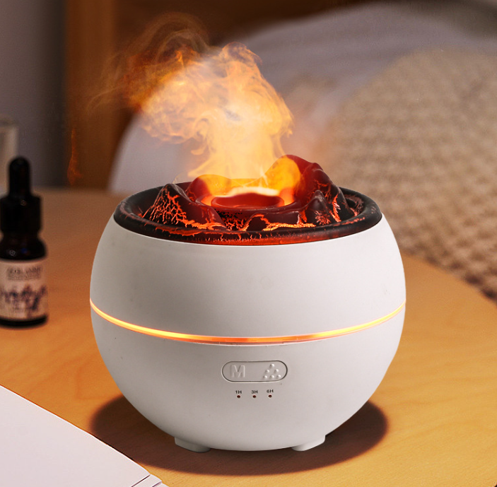 Vulkan diffuser med flamme, 300 ml tank og timer opptil 10 timer