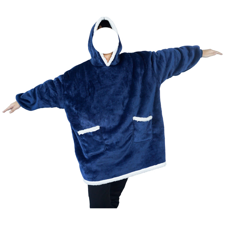 Teppe med ermer og hette i tykk flanell, onesize