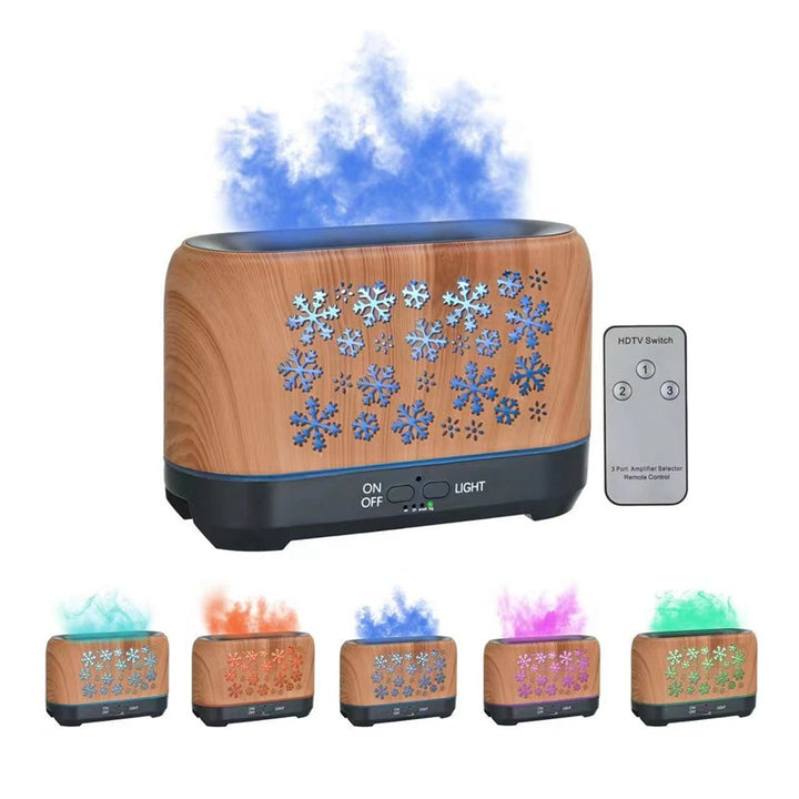 Aroma diffuser med flammeeffekt og snøfnuggmønster, 220 ml