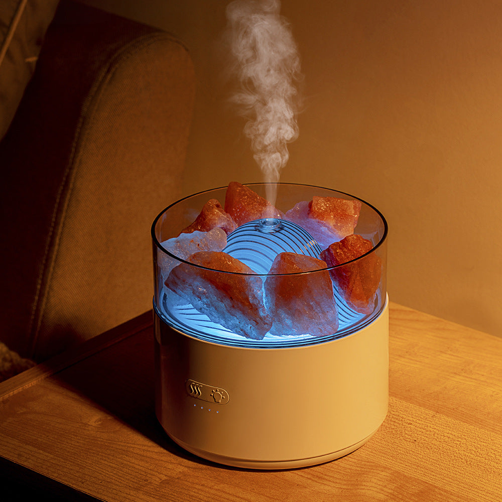 Aroma diffuser med krystallsalt, kald tåke og nattlys