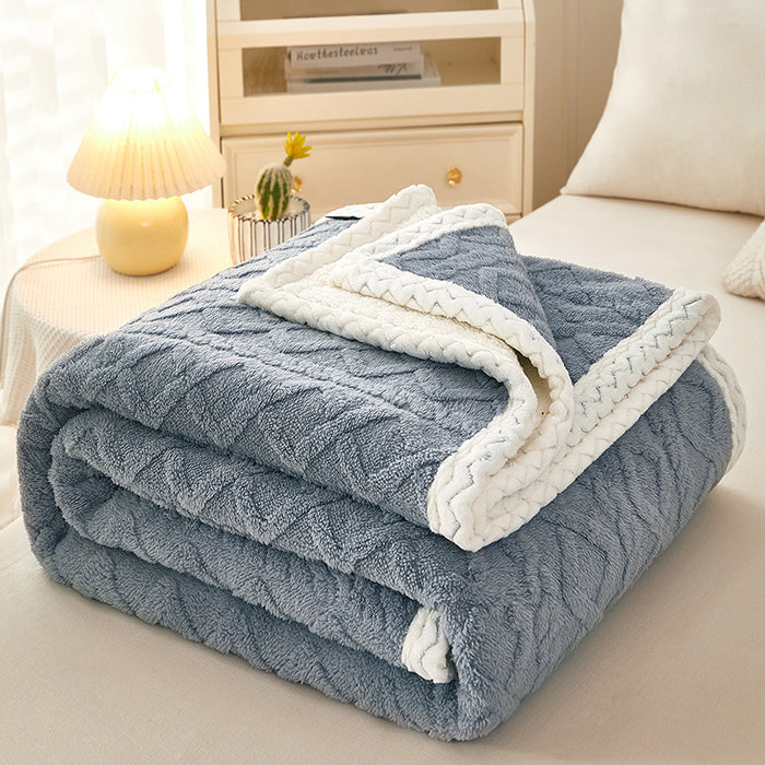 Varmeriket Dobbelt sofapledd i korallfleece med sherpa under