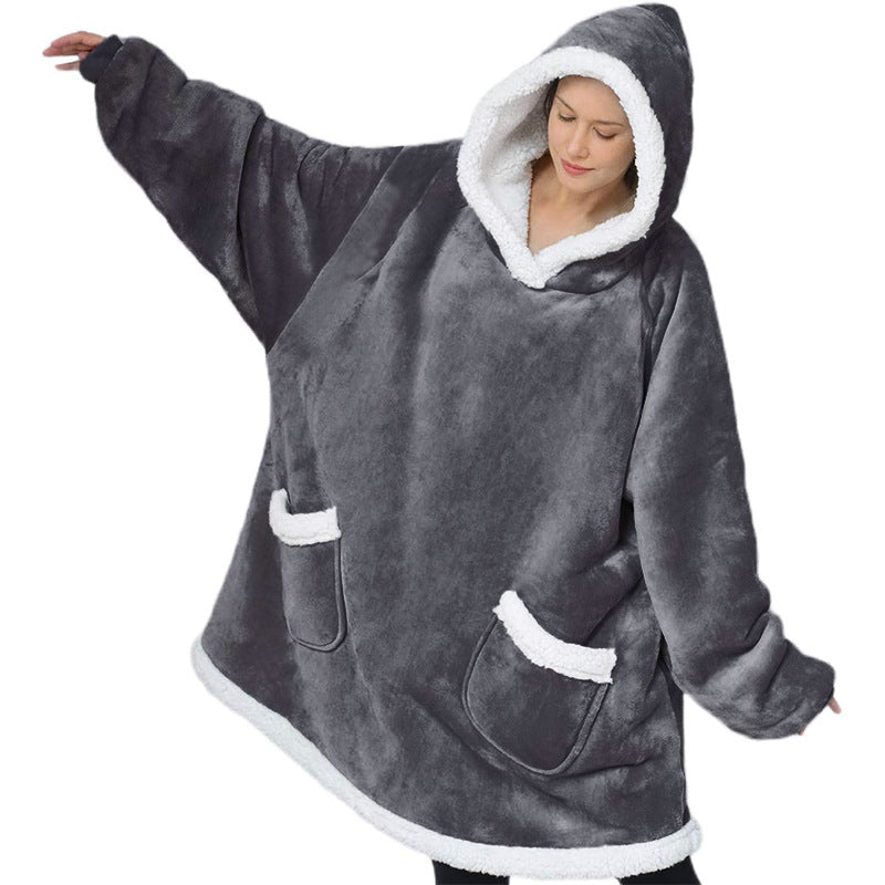 Oversized hettegenser-pledd med lommer – supermyk og varm