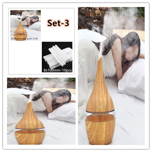 Aroma diffuser i treimitasjon med LED-lys – stille damp