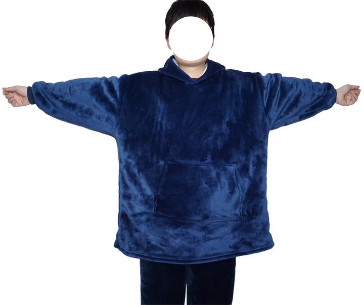 Teppe med ermer og hette i tykk flanell, onesize