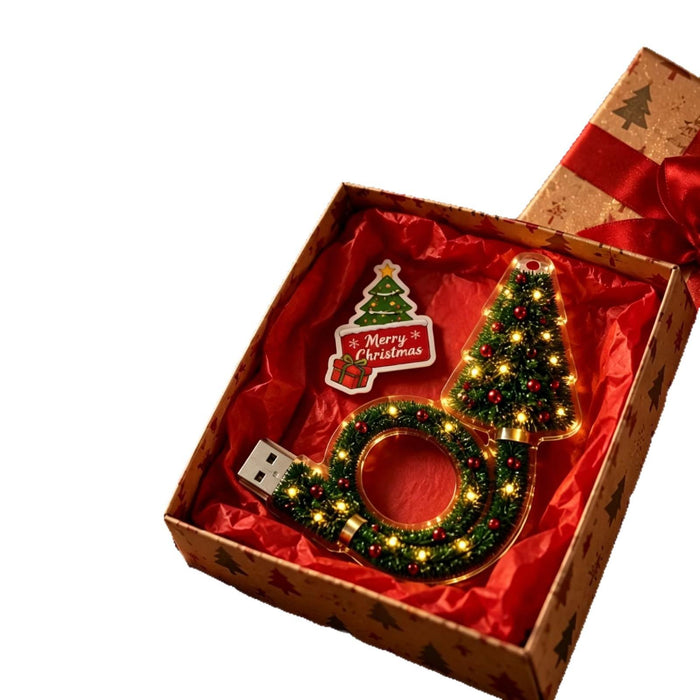 Varmeriket Juleprojektor med USB, krans og tre med LED og 6 linser
