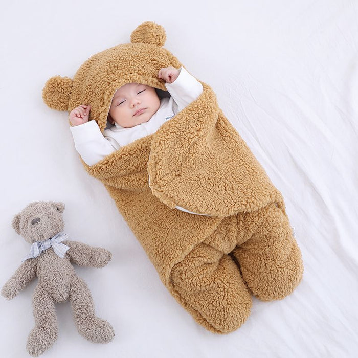 Varmeriket Babysovepose i teddyfleece med bjørneører