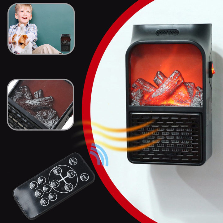 Liten varmeovn med flammeeffekt, 500 W og tre trinn