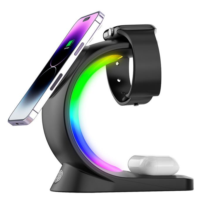 Varmeriket Magnetisk ladestasjon 4 i 1 med RGB-lys