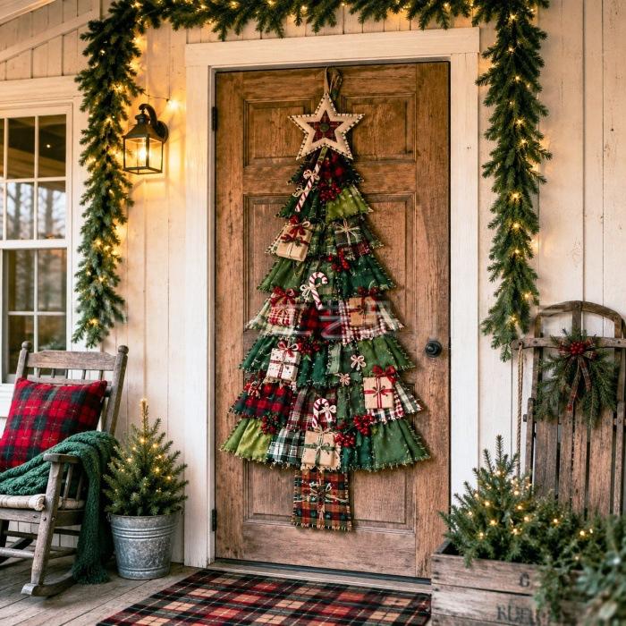 Varmeriket Stort juletre til døren med lappemønster