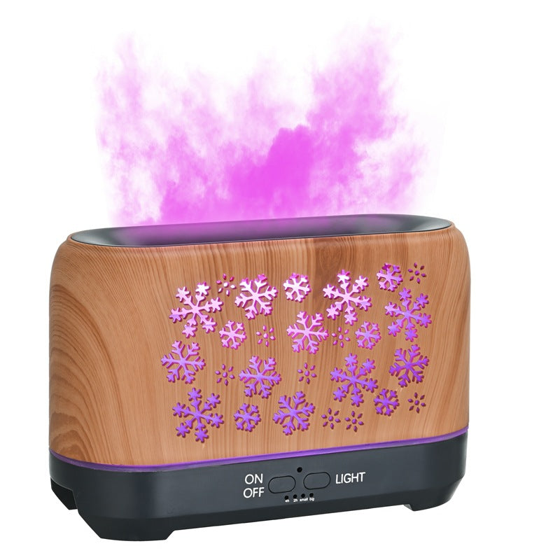 Aroma diffuser med flammeeffekt og snøfnuggmønster, 220 ml