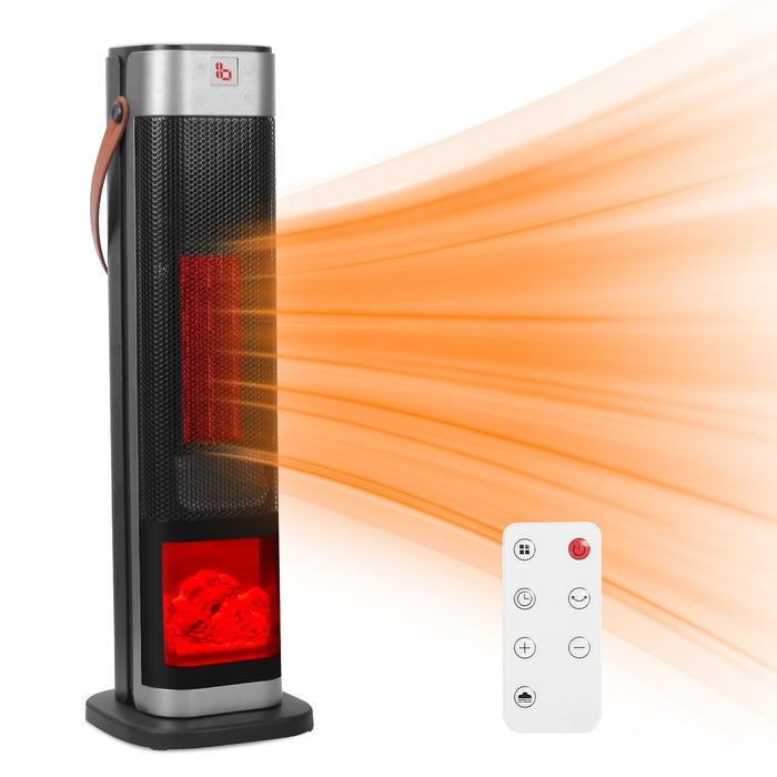 Varmeriket Tårnvifteovn 1500 W med 3D-flammer og fjernkontroll