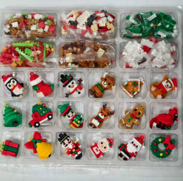 Julekalender med byggeklosser og pynt