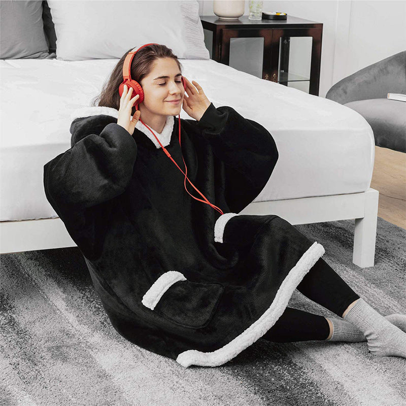 Oversized hettegenser-pledd med lommer – supermyk og varm