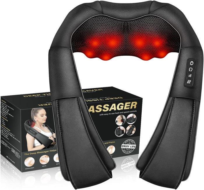 Varmeriket Shiatsu-massasjeapparat til nakke og skuldre med varme