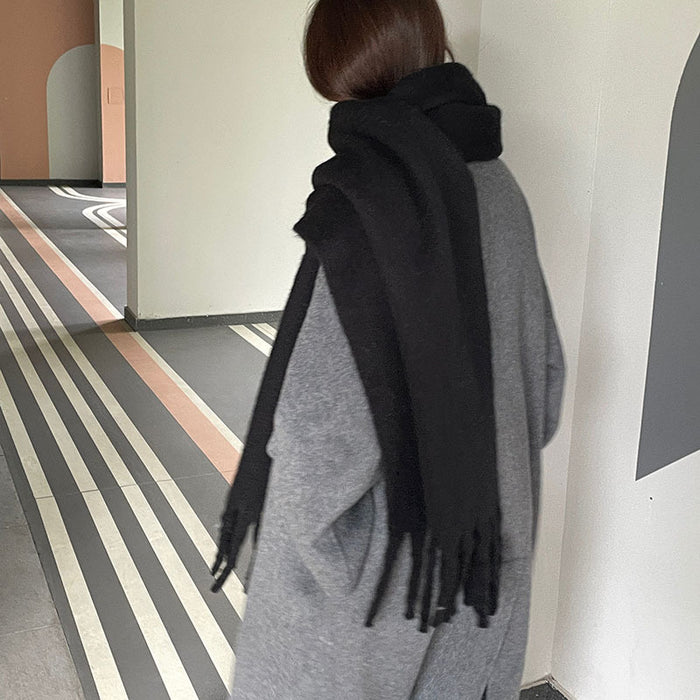 Varmeriket Tykt oversized skjerf med lange dusker