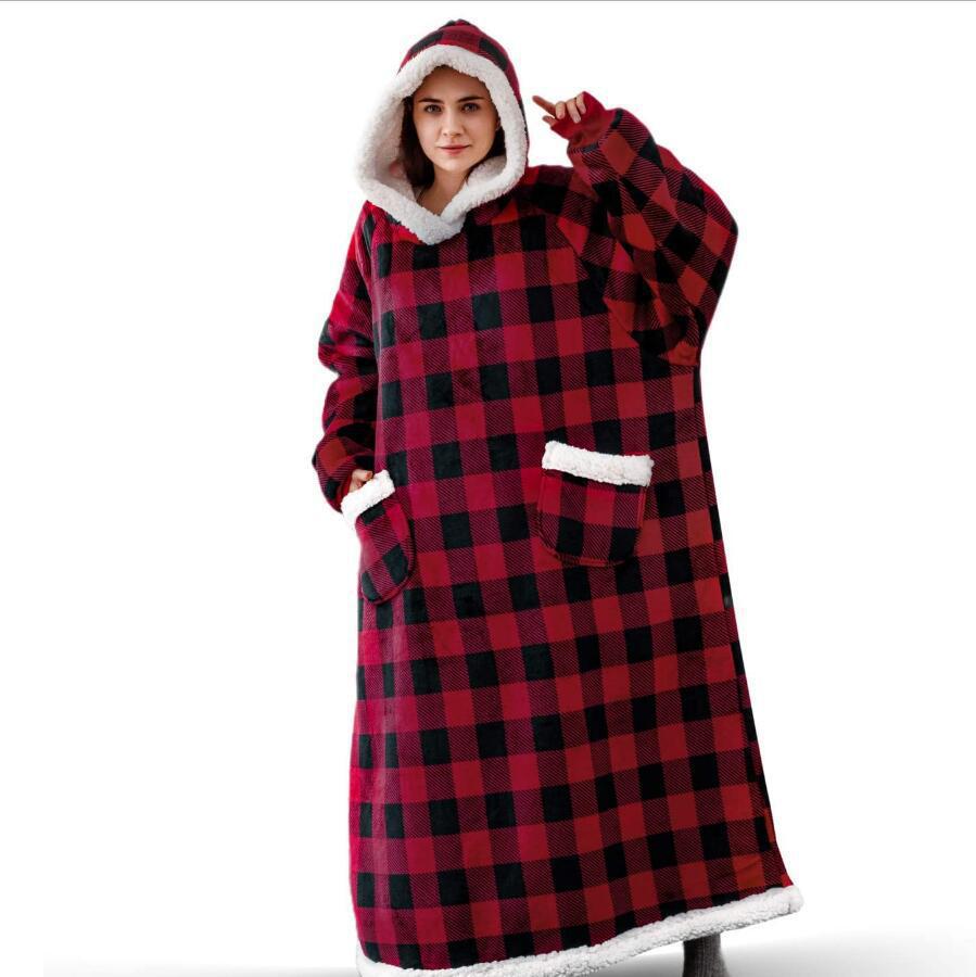 Oversized hettegenser-pledd med lommer – supermyk og varm