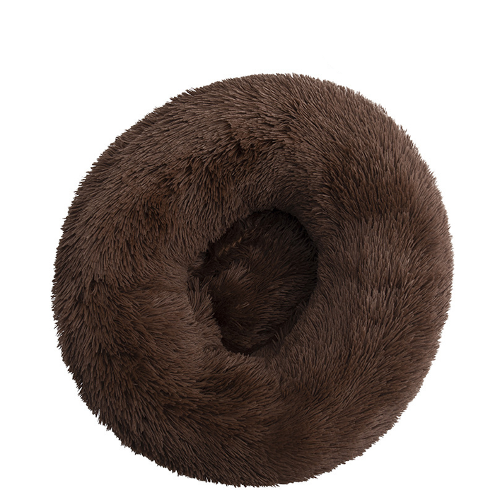 Varmeriket Rund donutseng i lang plysj til hund og katt