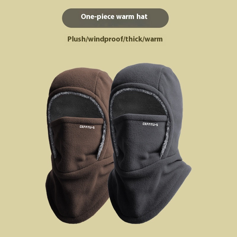 Balaklava i fleece med hette og skjerf – myk og vindtett