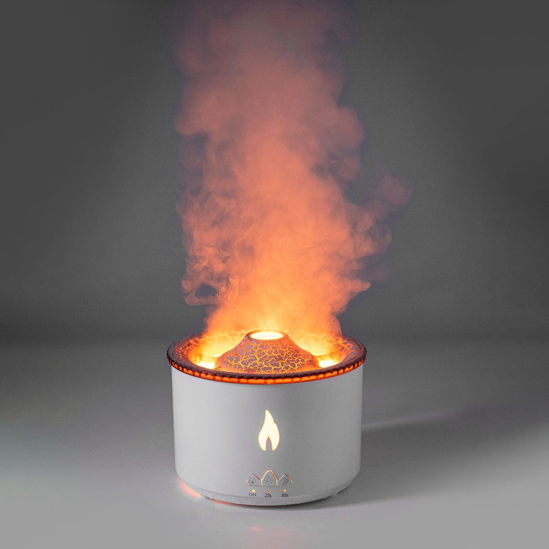 Flammediffuser med vulkaneffekt – stille aromadiffuser med timer