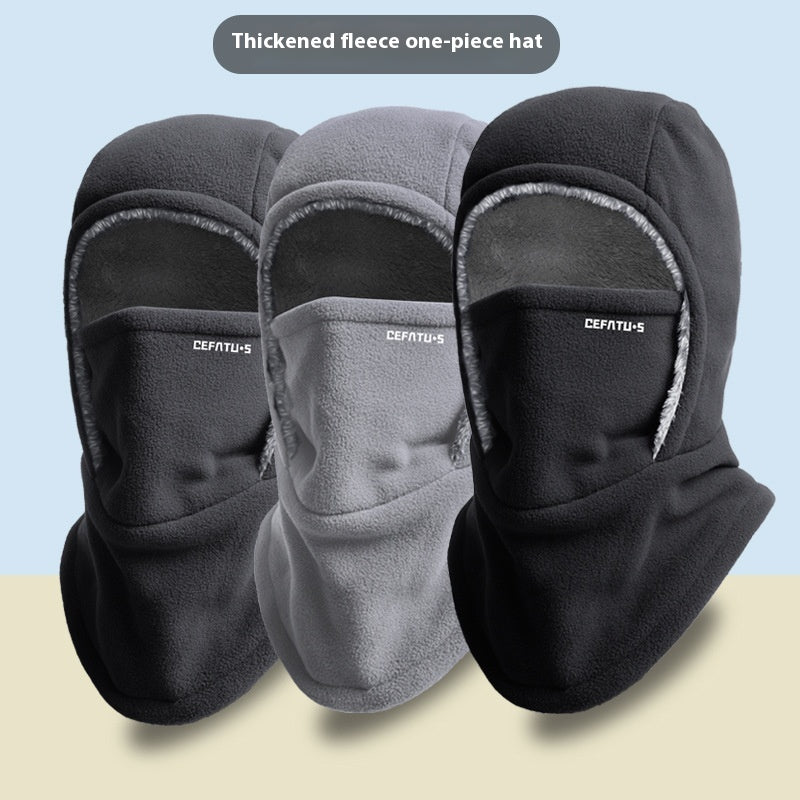 Balaklava i fleece med hette og skjerf – myk og vindtett