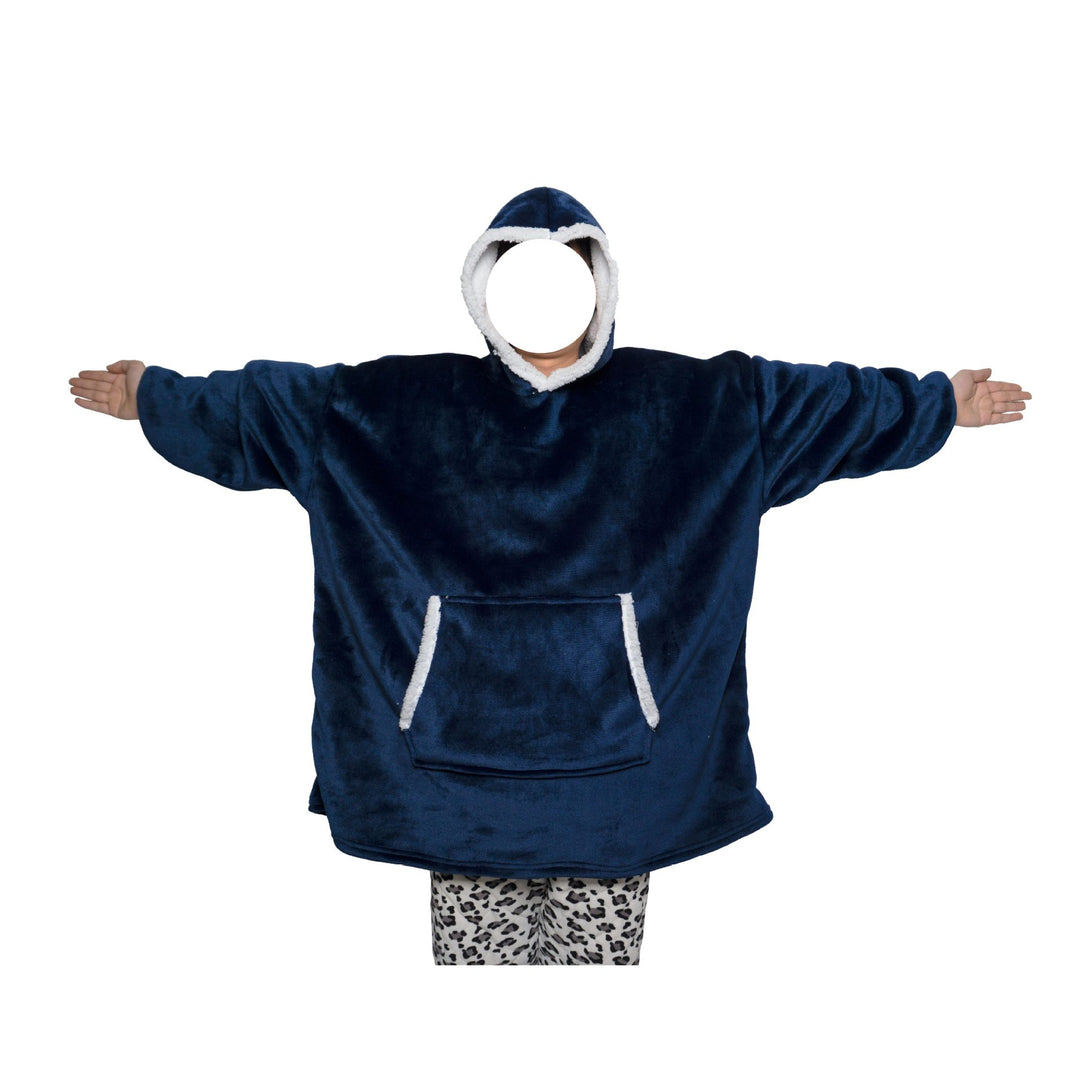 Teppe med ermer og hette i tykk flanell, onesize