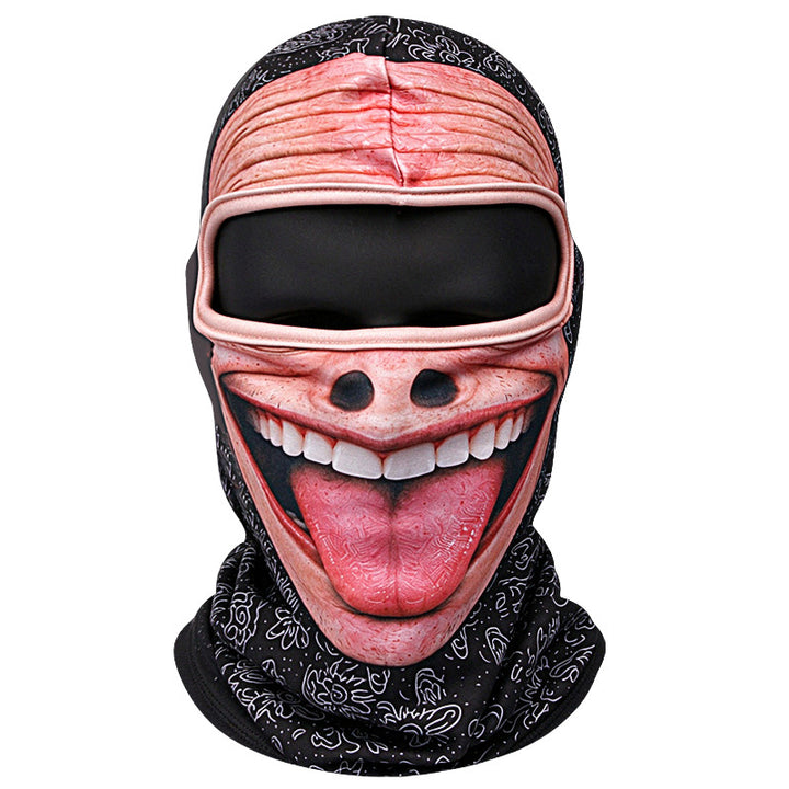Morsom balaklava i fleece med 3D-ansikt – varm skimaske