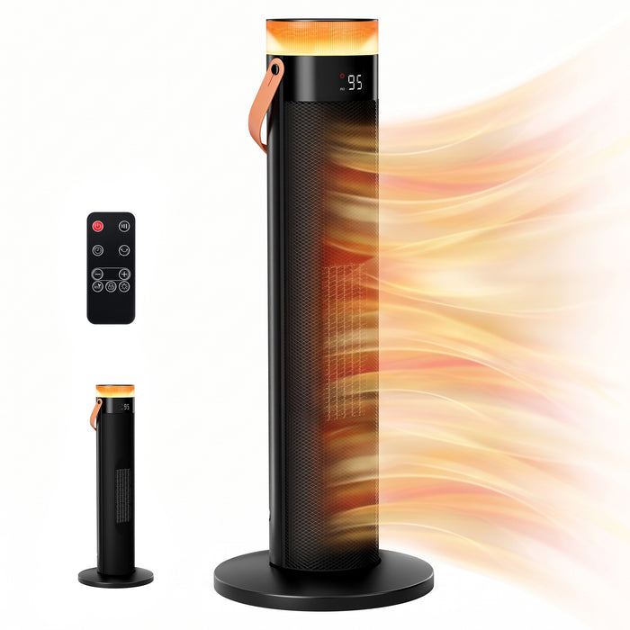 Varmeriket Svart tårnovn 1500 W med LED-ring og ECO-modus