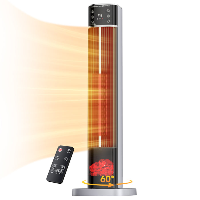 Varmeriket Keramisk tårnovn 81 cm med flammeeffekt og ECO-modus