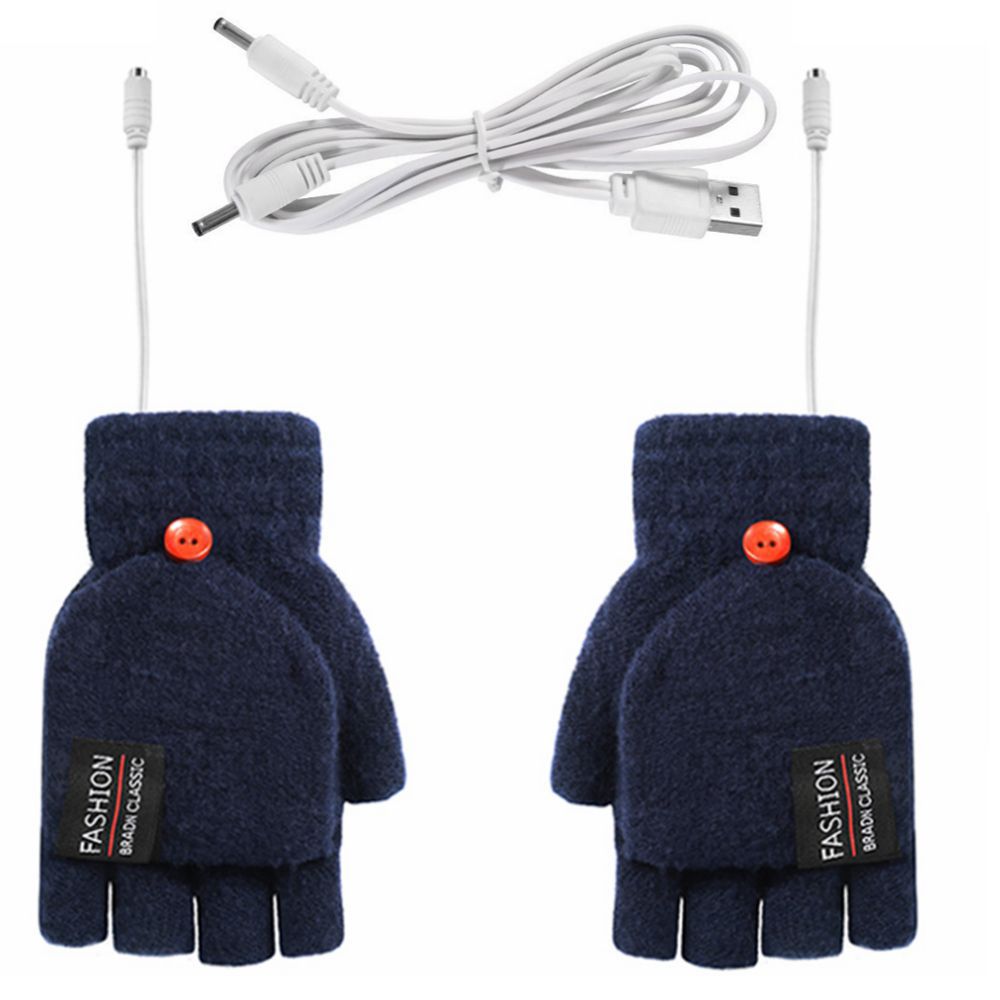 USB-varmehansker med halve fingre og dobbeltsidig varme