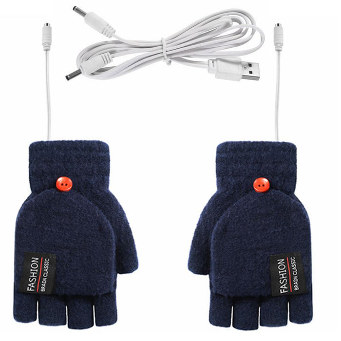Varmeriket USB-varmehansker uten fingertupper, varme på begge sider av hånden
