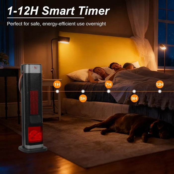 Varmeriket Tårnovn 1500W med flammeeffekt, oscillering og fjernkontroll