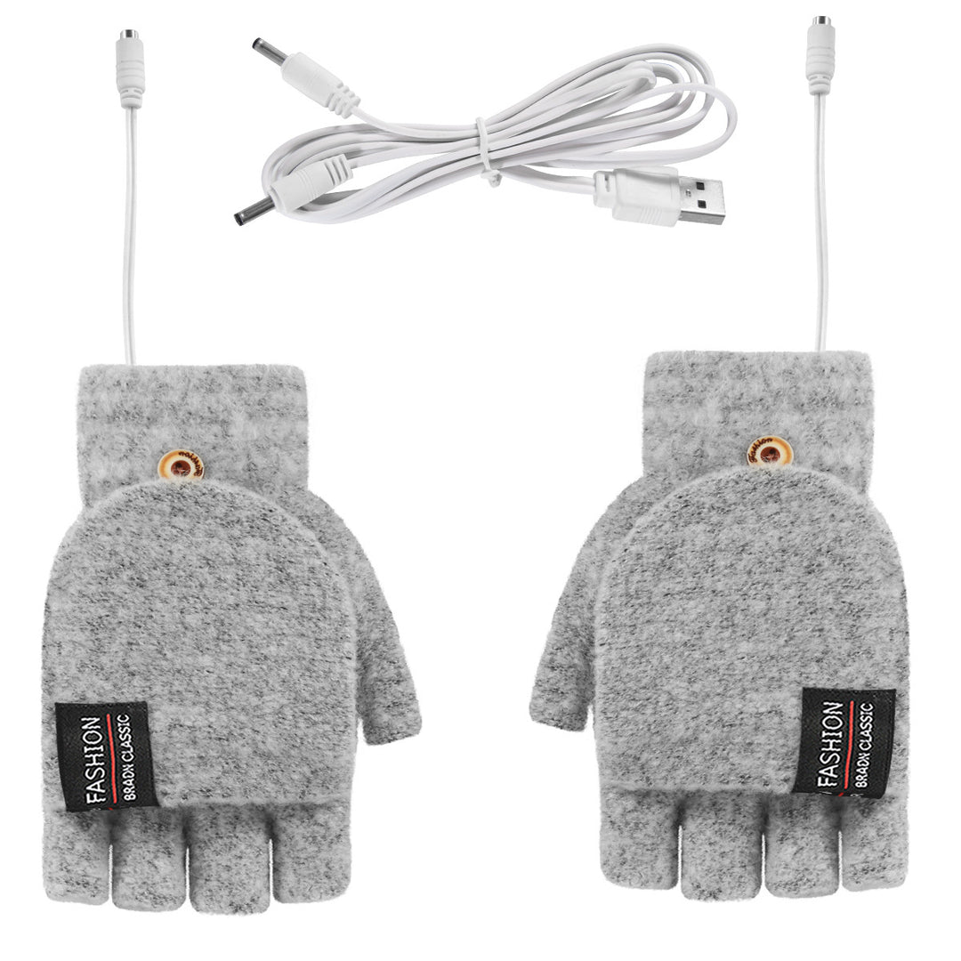 USB-varmehansker med halve fingre og dobbeltsidig varme