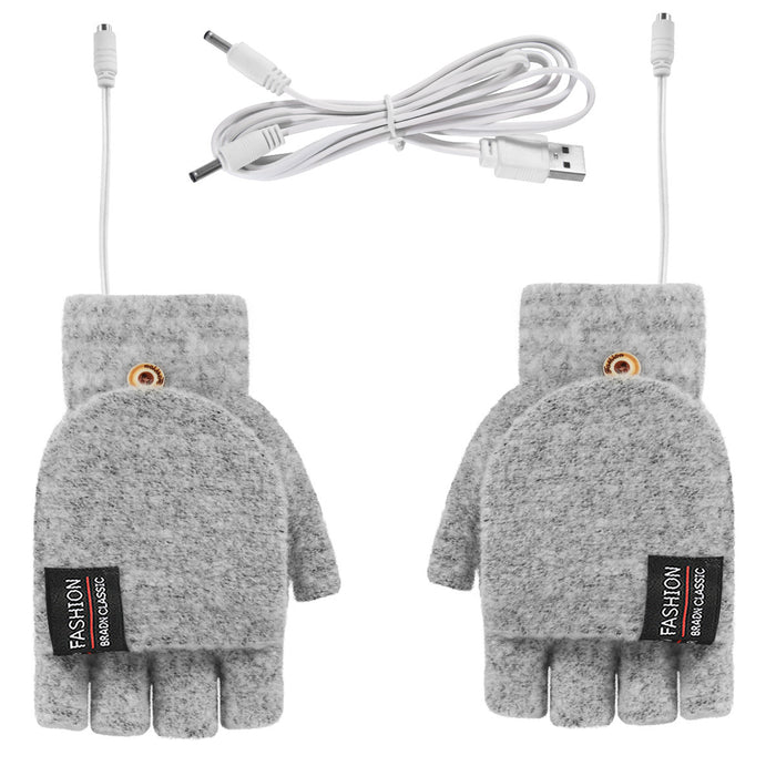 Varmeriket USB-varmehansker uten fingertupper, varme på begge sider av hånden