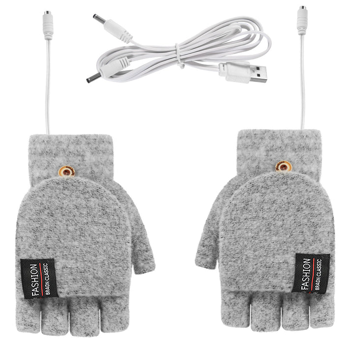 USB-varmehansker med halve fingre og dobbeltsidig varme