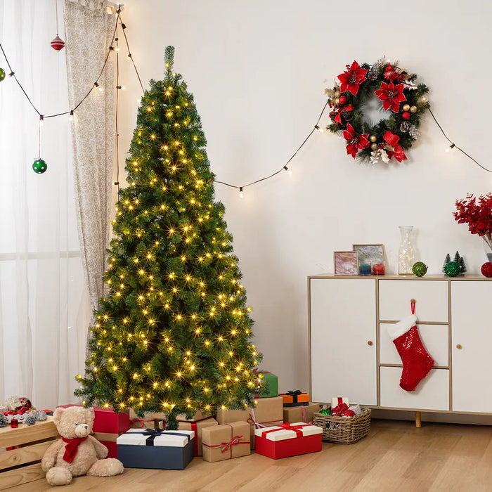 Varmeriket Juletre 2,1 m med 200 varme LED-lys og fjernkontroll