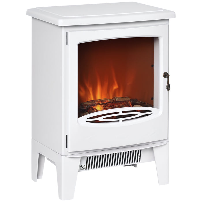 Varmeriket Hvit elektrisk peisovn 1800 W med LED-flammer