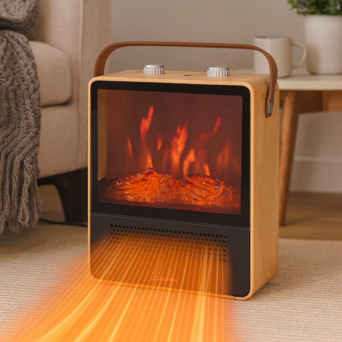 Varmeriket™ Varmeovn med realistisk peisflamme og 4 varmemoduser