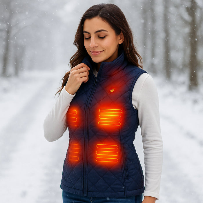 Varmeriket™ Varmevest dame med ståkrage, 9 varmesoner og USB