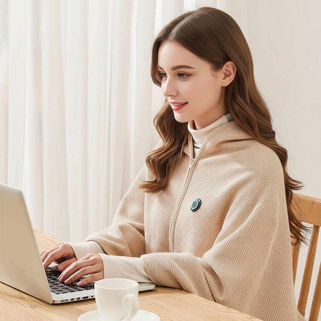 Varmeriket™ USB-oppvarmet sjal i myk bomullsblanding