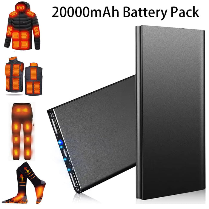Varmeriket™ Powerbank 20 000 mAh med 74 W og to USB-porter til varmejakker