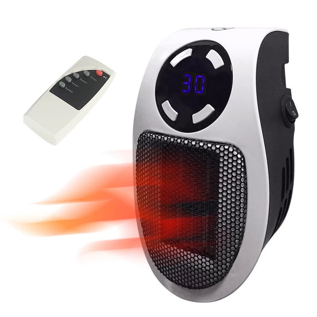 Varmeriket™ Mini varmeovn for stikkontakt med fjernkontroll og timer