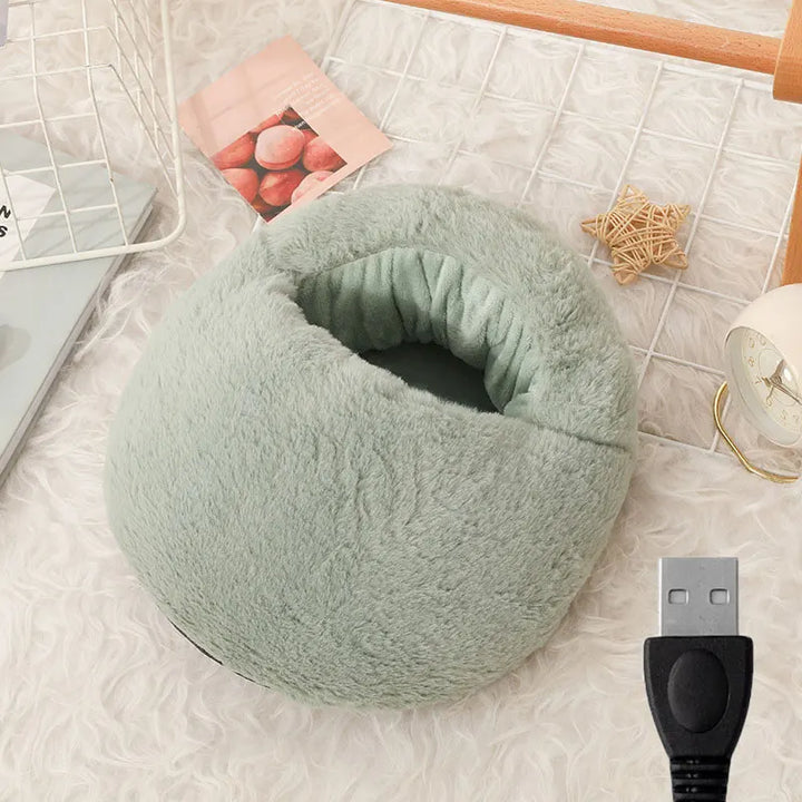 Varmeriket™ USB-fotvarmer i myk fleece med rask oppvarming