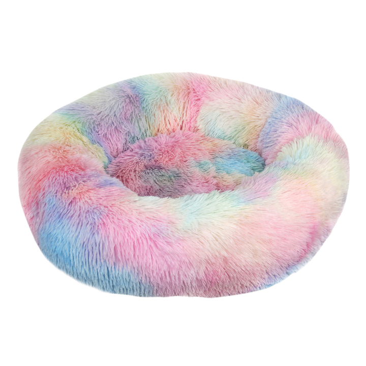 Rund fluffy donutseng til hund