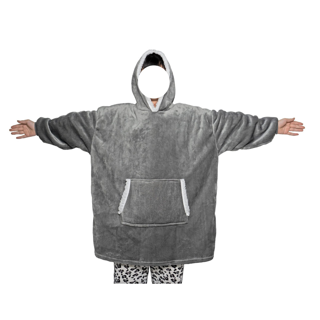 Teppe med ermer og hette i tykk flanell, onesize