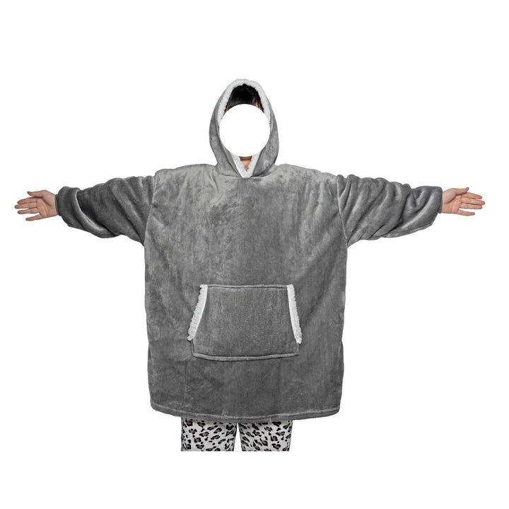 Teppe med ermer og hette i tykk flanell, onesize