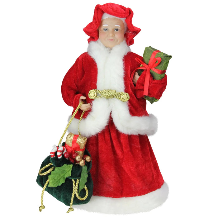 Varmeriket Julenissemor-figur med gave og julepose, 30 cm