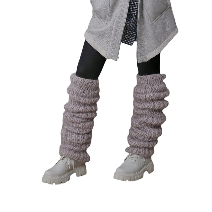 Varmeriket Tykke legvarmere i lodden strikk med slouchlook
