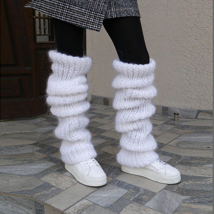 Varmeriket Tykke legvarmere i lodden strikk med slouchlook
