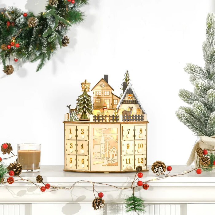 Varmeriket Adventskalender i tre – julelandsby med lys